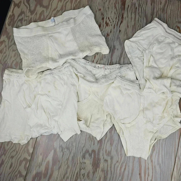 60s vintage thrashed trashed tightie whitie briefs double seated bundle - Picture 1 of 14